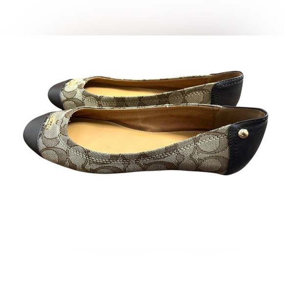Coach Chelsea Khaki Chestnut Signature  Canvas Leather Ballet flats - Picture 1 of 8